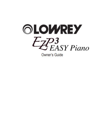 Lowrey EZP3 Easy Piano User owners guide - PDF Version