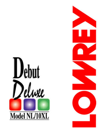 Lowrey Debut Deluxe NL-10 XL User Manual - PDF Version