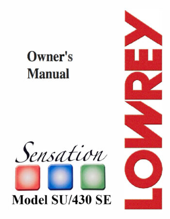 Lowrey SU-430 Sensation SE Owners Manual - PDF Version